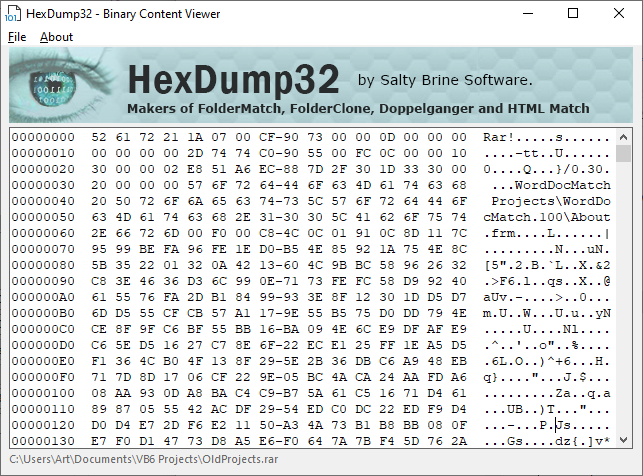 HexDump 32 Free Binary Content Viewer Interface